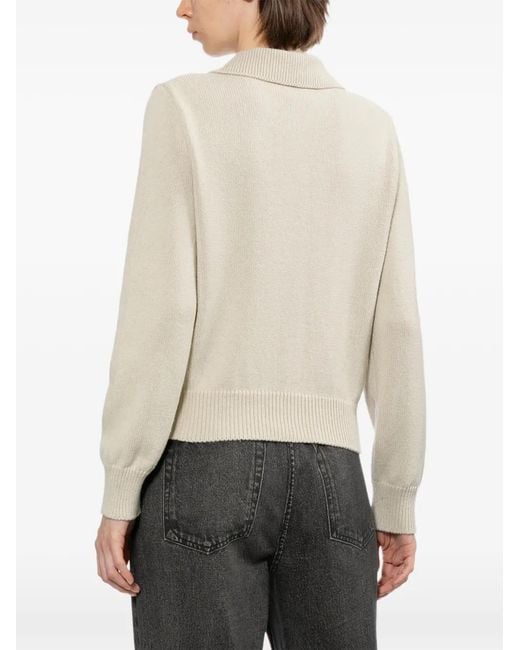 A.P.C. White Cardigan Boutonné À Col Polo