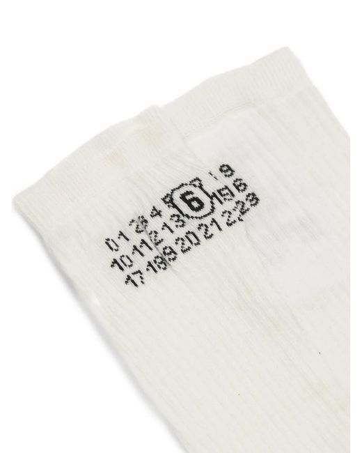 MM6 by Maison Margiela White Numeric Logo Ribbed Socks