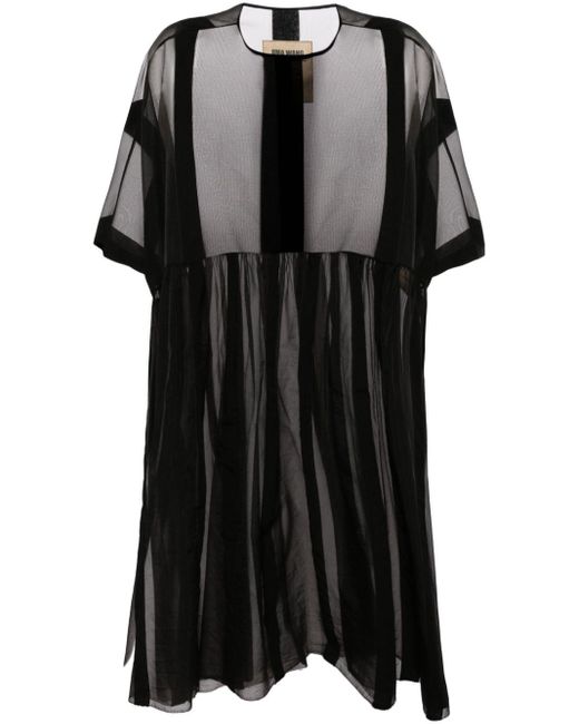 Uma Wang Black Striped Sheer Midi Dress