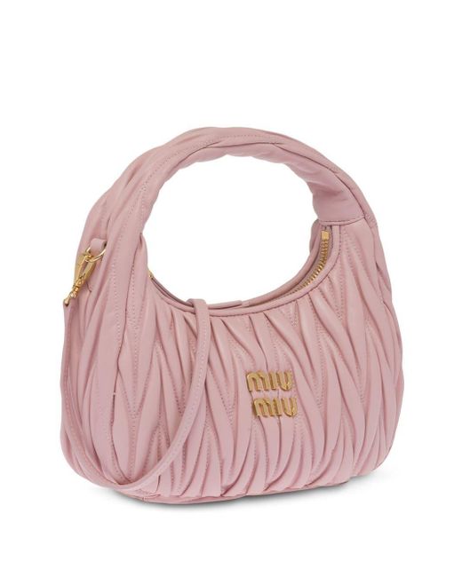 Miu Miu Pink Mini Wander Matelassé Shoulder Bag