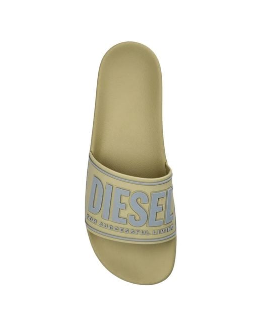 DIESEL Green Sa-Mayemi Logo-Embossed Slides for men
