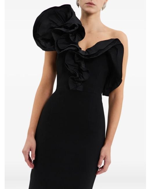 Rebecca Vallance Black Ella One-Shoulder-Abendkleid Mit Rüschendetail