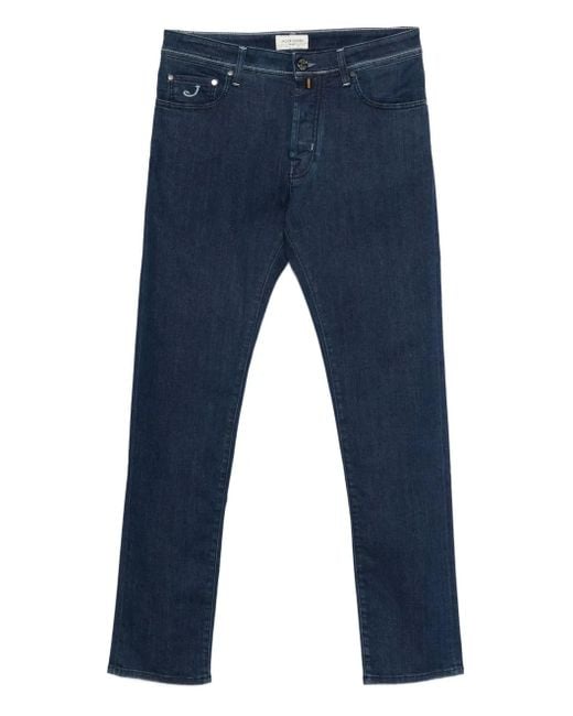 Jacob Cohen Blue Logo-Embroidered Jeans for men