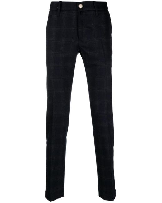 Jacob Cohen Blue Plaid-check Wool-blend Tapered Trousers for men