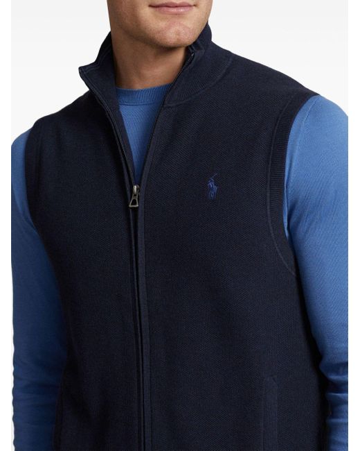 Polo Ralph Lauren Blue Polo Pony-embroidered Knitted Gilet for men