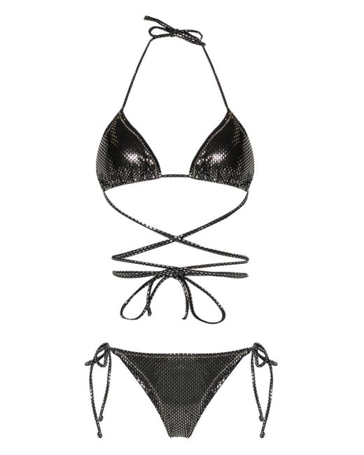 Reina Olga White Miami Lamé-detailed Bikini Set