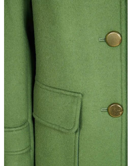 P.A.R.O.S.H. Green Button-Up Wool Coat