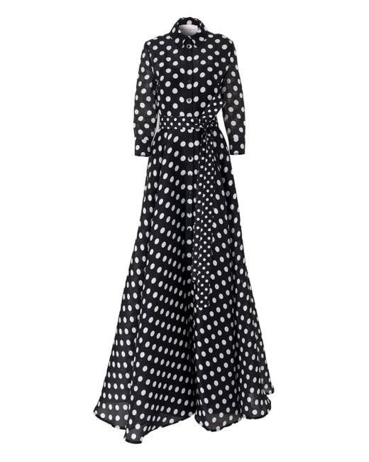 Carolina Herrera White Polka Dot-Pattern Maxi Dress