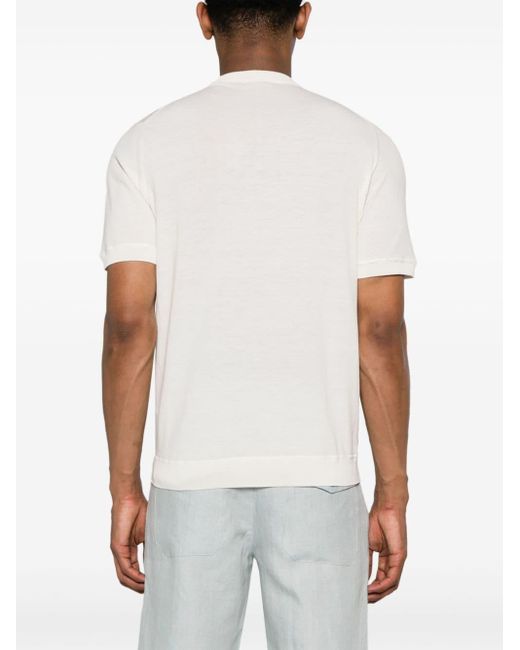 Eleventy White Crew-neck Fine-knit T-shirt for men