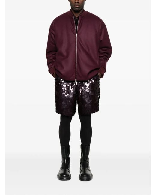Jil Sander Purple Zip-Up Wool Bomber Jacket for men