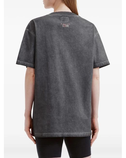Izzue Gray Lettering-Print T-Shirt