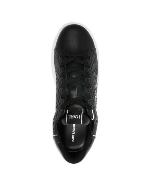 Karl Lagerfeld Black Kpri Microgram-Pattern Sneakers for men