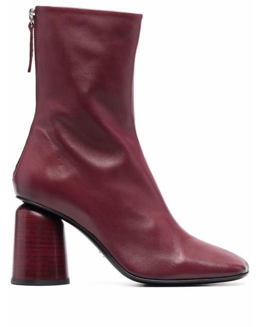 Halmanera Leather Square-toe Ankle Boots in Red - Lyst
