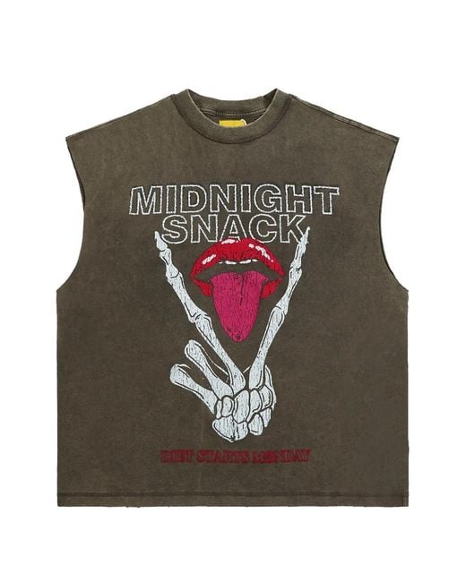 DIET STARTS MONDAY Green Graphic-Print Sleeveless T-Shirt for men