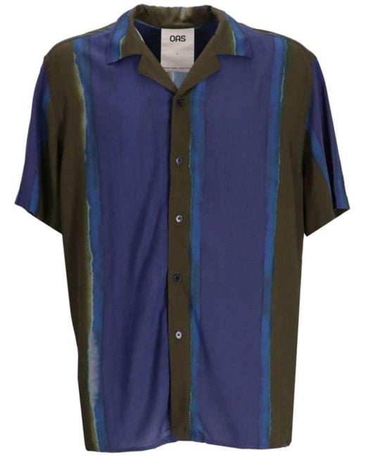 Oas Blue Panelled Short-sleeve Shirt for men