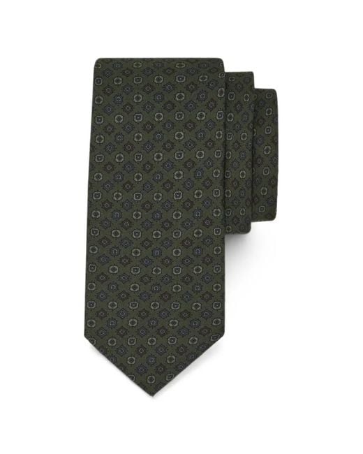 Ferragamo Green Micro-Pattern Silk Tie for men