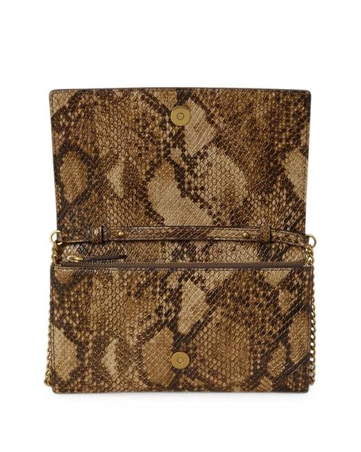 Ralph Lauren Brown Medium Adair Ii Snakeskin-Effect Logo-Plaque Belt Bag