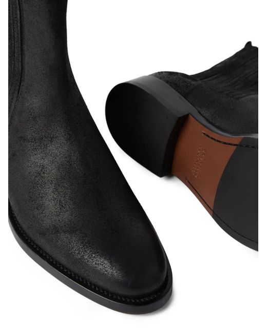 メンズ Brunello Cucinelli レザー チェルシーブーツ Black