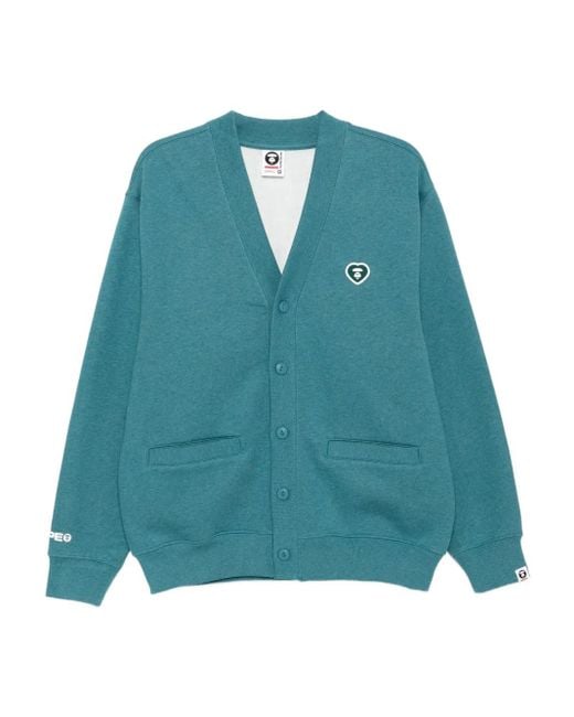 Aape By A Bathing Ape Button-Up Sweater Met Logo-Applicatie in het Blue voor heren