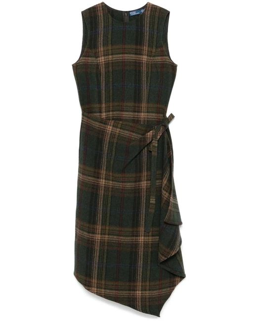 Polo Ralph Lauren Black Plaid-Check Midi Dress