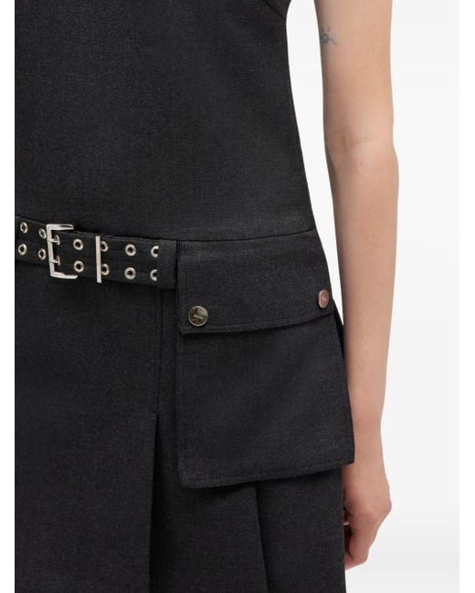 Ganni Black Belted Pocket Mini Dress
