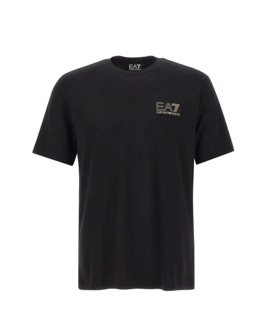 EA7 Black Logo-Patch T-Shirt for men