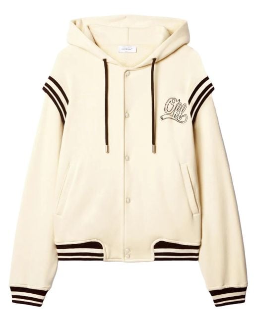 Off-White c/o Virgil Abloh 'Off Fleece' Varsity Hoodie in Natural für Herren