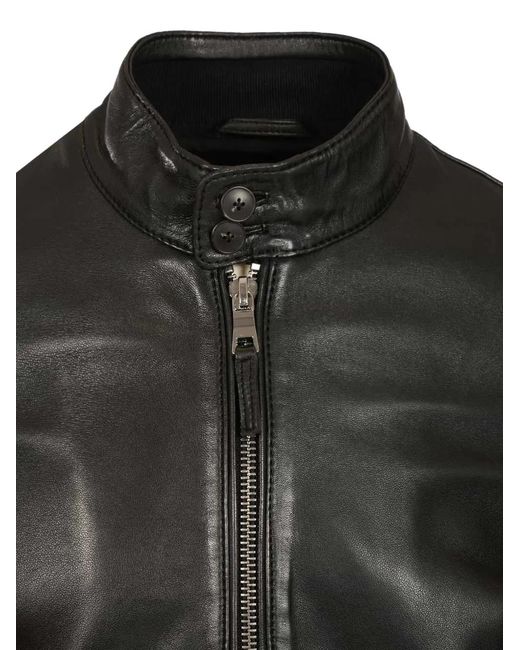 Al Duca D'aosta Black Double-Slider Zip Biker Jacket for men