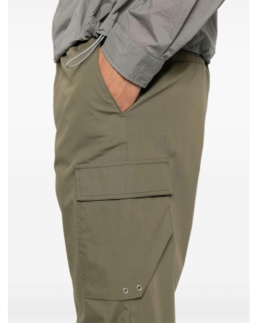 Low Brand Green Tapered Cropped Trousers for men