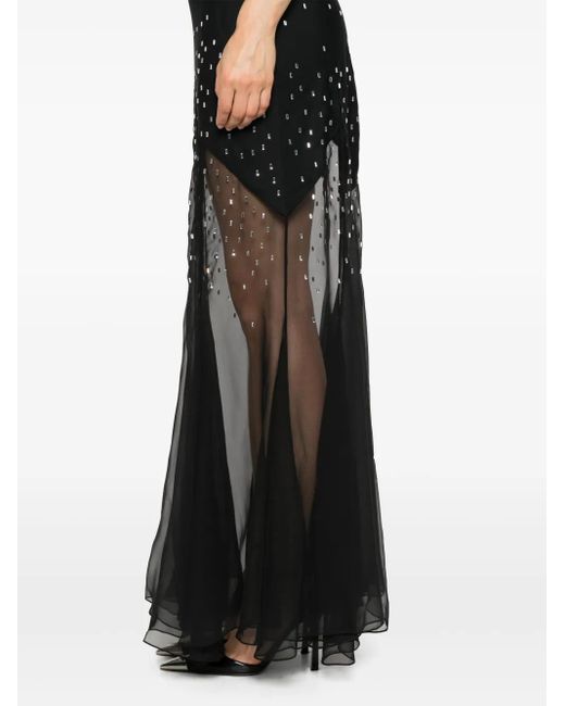 Rabanne Black Crystal-Embellished Long Dress