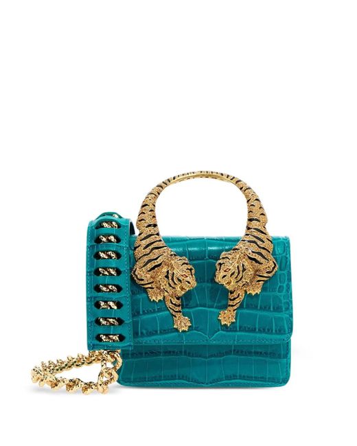 Roberto Cavalli Blue Roar Crocodile-Effect Tote Bag