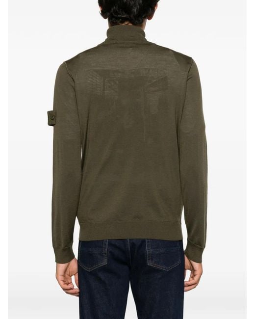 Stone Island Green Ghost Logo-Patch Sweater for men