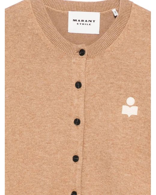 Isabel Marant Natural Embroidered-Logo Cardigan