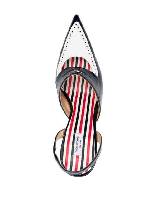 Thom Browne White Curved-heel 120mm Leather Pumps