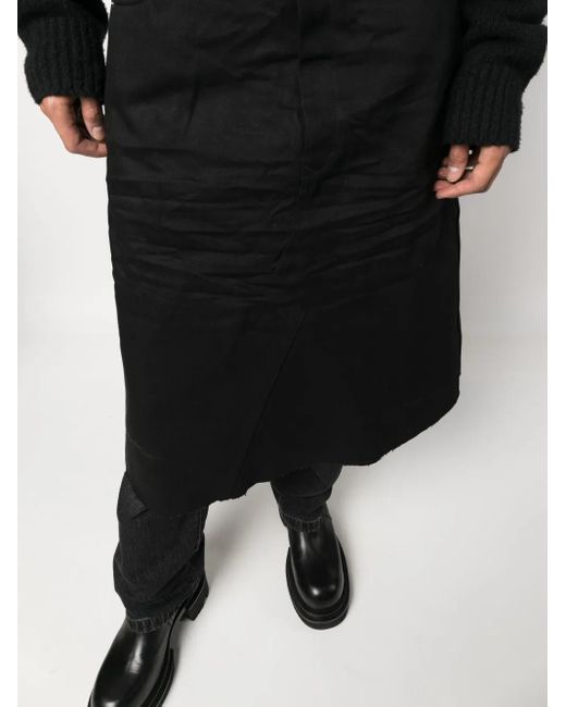 Rick Owens Black Distressed-Finish Knee-Length Denim Skirt for men