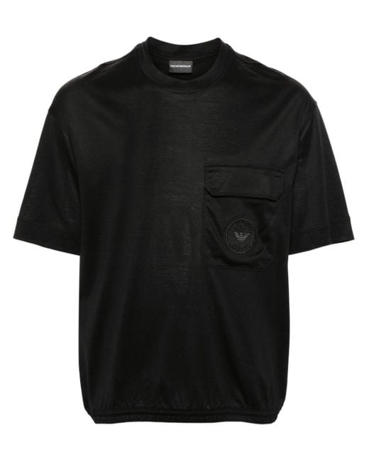 Emporio Armani T-Shirt mit Logo-Stickerei in Black für Herren