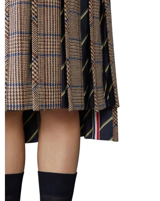 Thom Browne Brown Hunting Tweed Pleated Skirt for men