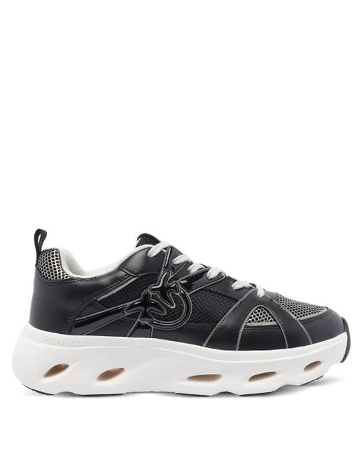 Pinko Black Logo-Detail Mesh-Upper Sneakers