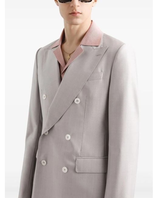 Dolce & Gabbana Gray Deconstructed Double-Breasted Wool And Silk Suit for men