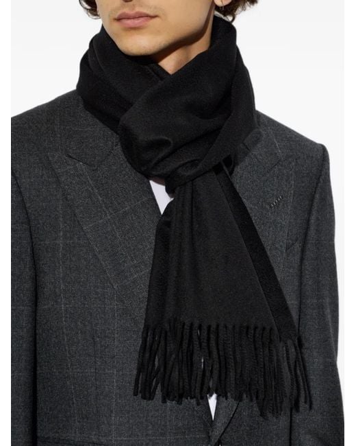 Tom Ford Black Fringed Cashmere Scarf for men
