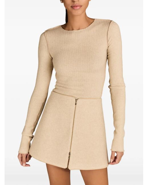 MARK-OFF Britt Mini-Rok Met Rits in het Natural