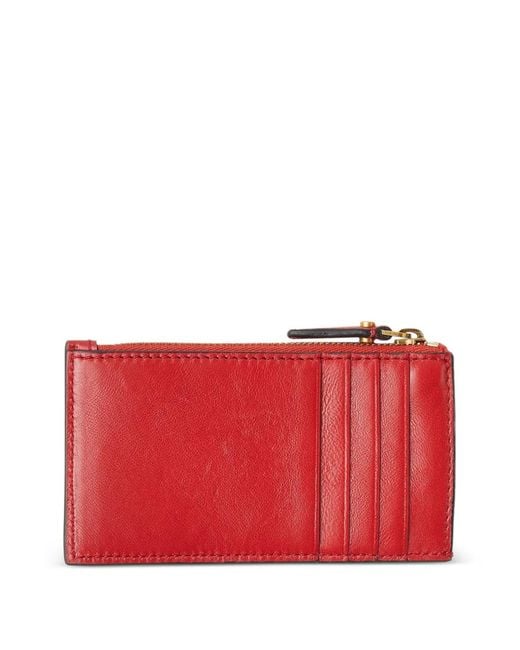 Versace Red Emblème Leather Zip Card Holder