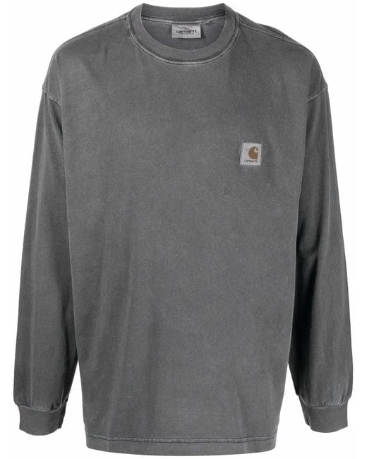 Carhartt Gray Crew Neck Long-Sleeved T-Shirt for men