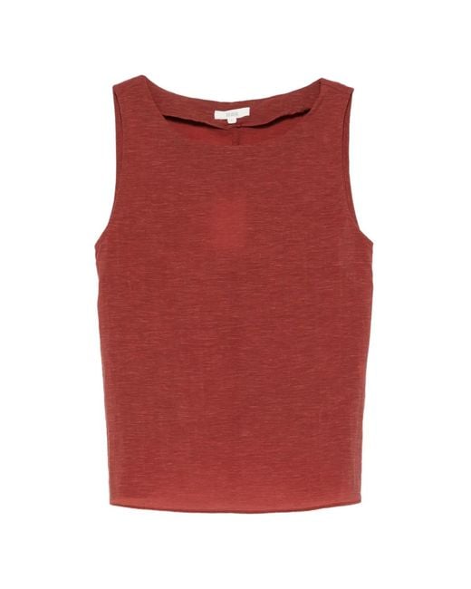 Yerse Red Boat-Neck Top