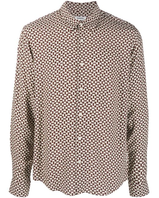 Sandro Brown Oval-print Long-sleeve Shirt for men