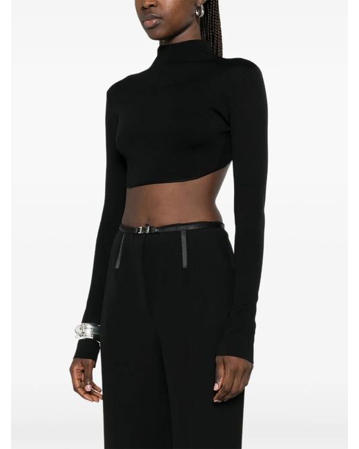 Mugler Black Cut-Out Cropped Top