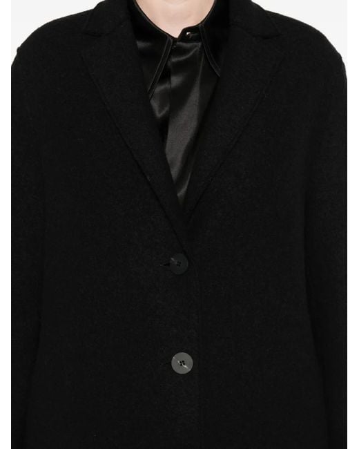 Harris Wharf London Black Button-Front Wool Coat