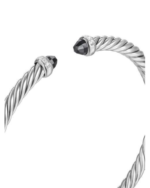 David Yurman White Sterling Cablespira Flex Diamond Bracelet (4Mm)