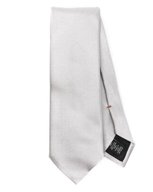 Zegna White Pointed-tip Silk Tie for men