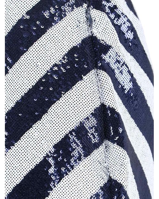 Ralph Lauren Blue Striped Sequinned Midi Skirt